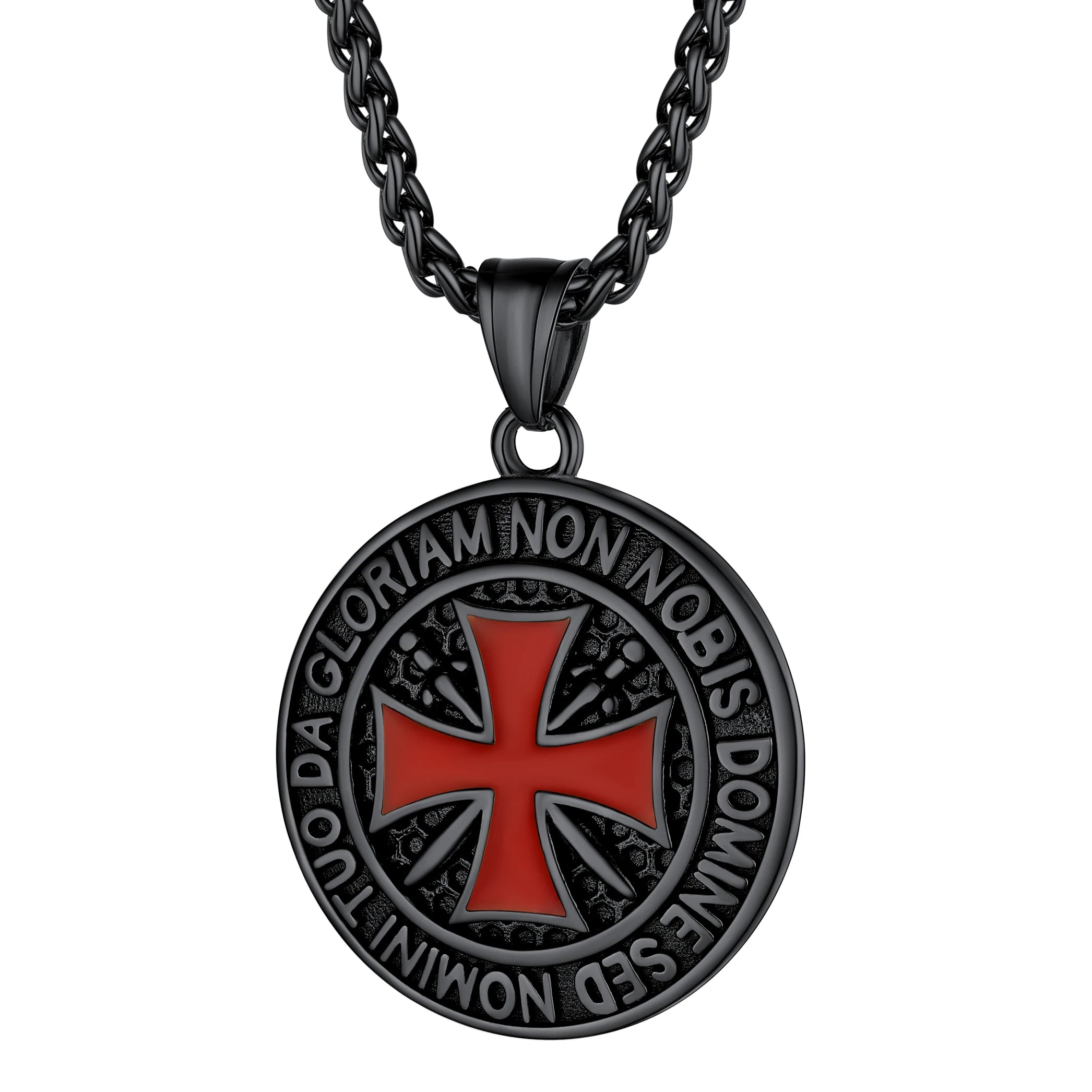 Knights Templar Masonic Stainless Steel Necklace - Black