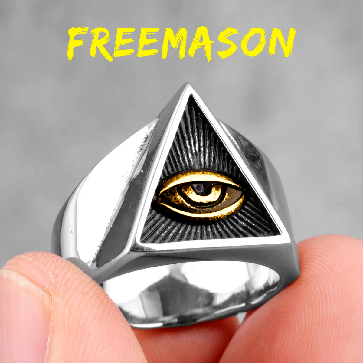 Illuminati Pyramid Eye Symbol Masonic Ring - Various Color