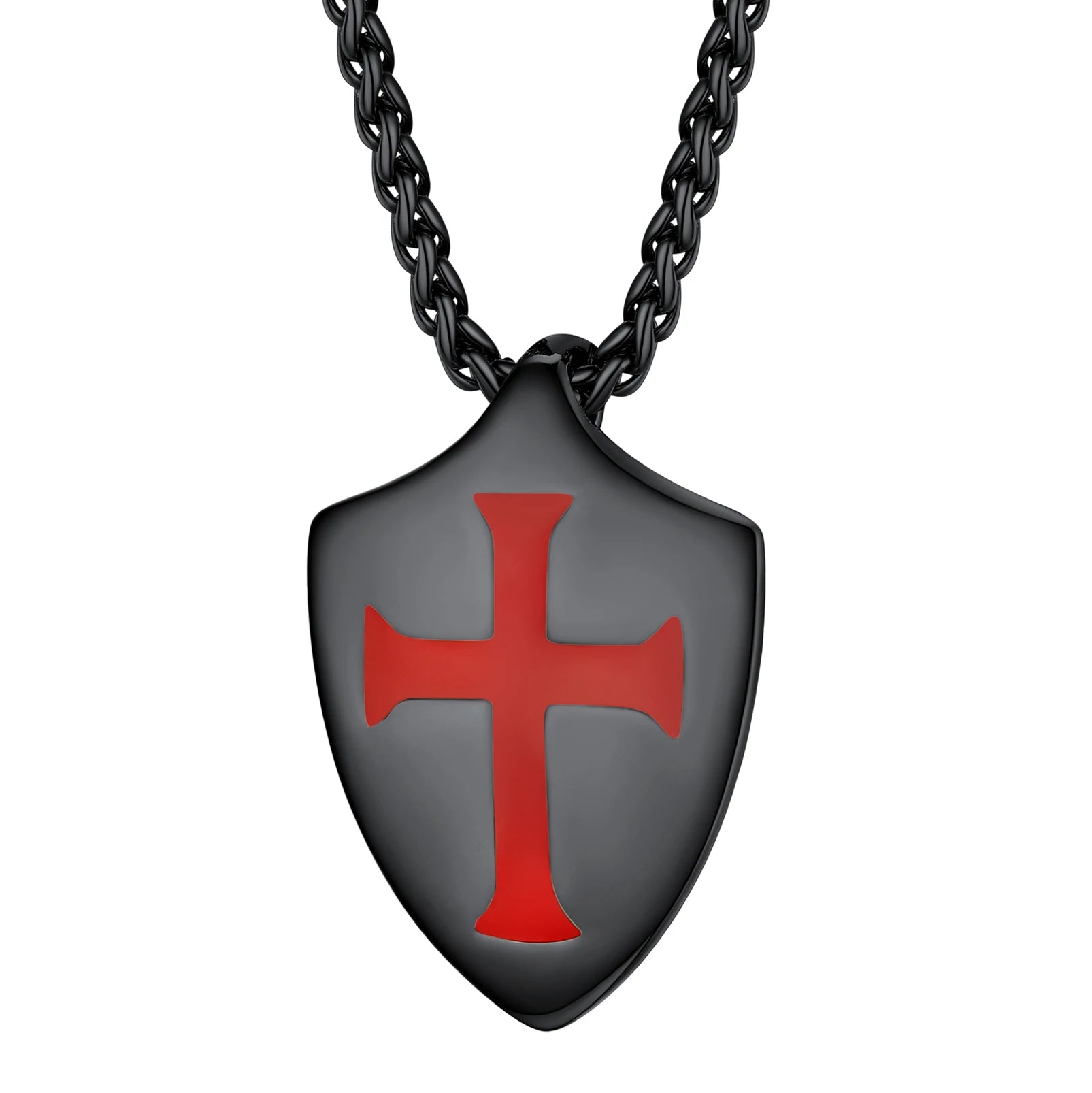 Knights Templar Masonic Stainless Steel Necklace - Black