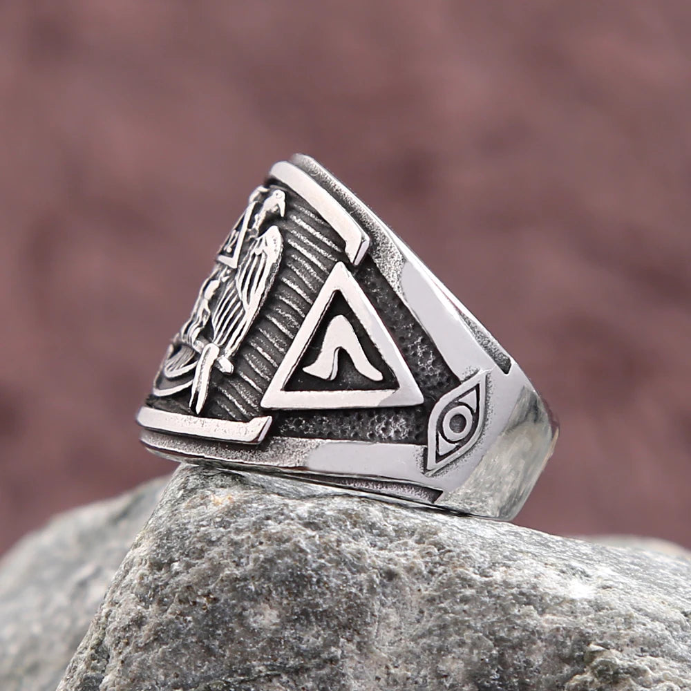 Scottish Rite 32 Degree Masonic Stainless Steel Ring - Silver
