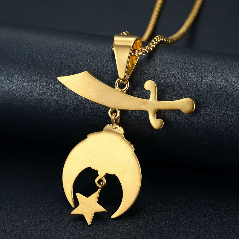 Shriners Masonic Necklace - Gold
