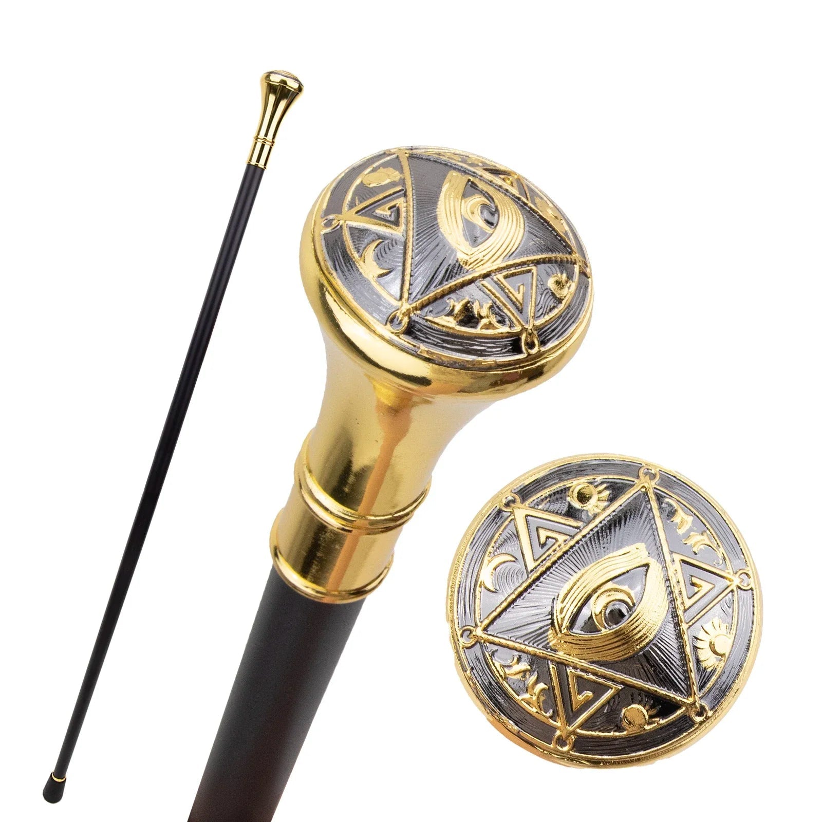 All Seeing Eye Golden Freemasonry Walking Cane - Size 93cm