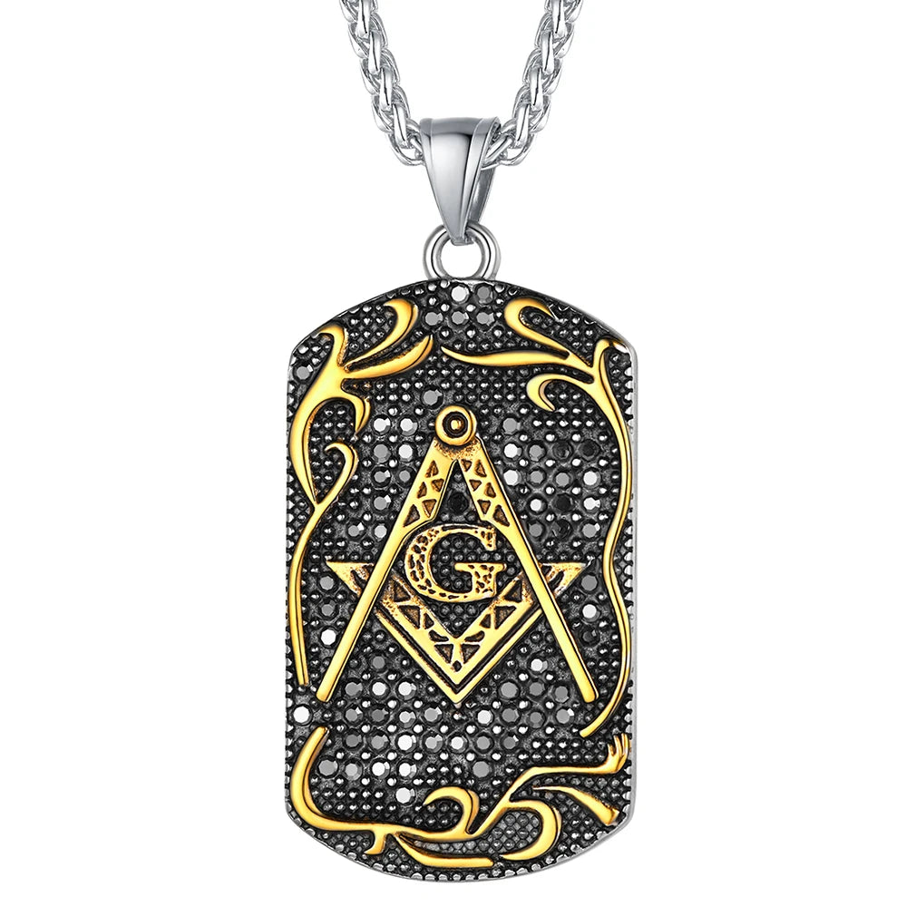 Master Mason Blue Lodge Masonic Necklace - Silver & Gold