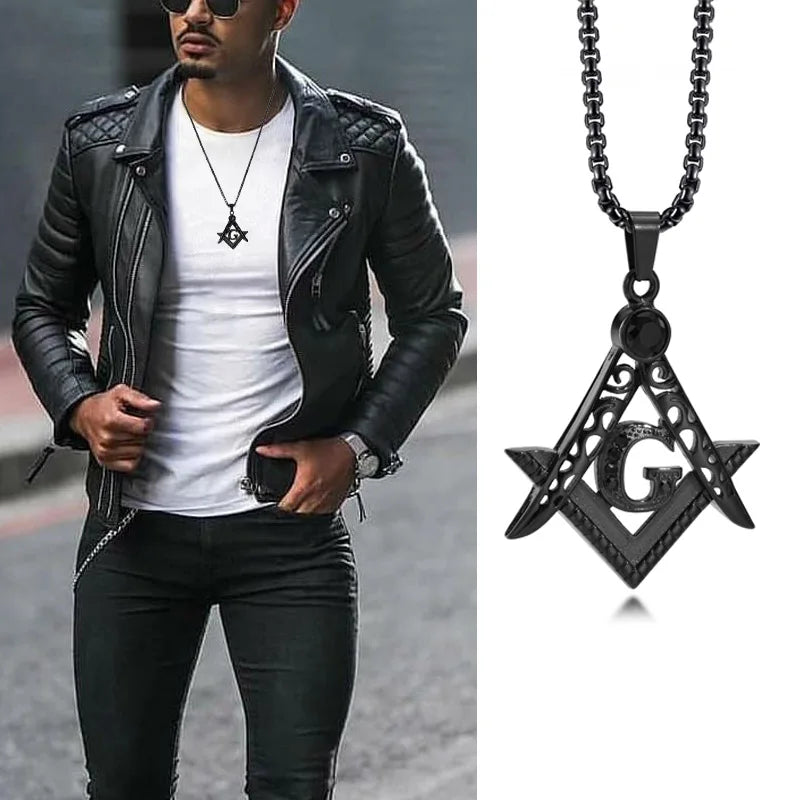 Master Mason Blue Lodge Masonic Necklace - Black