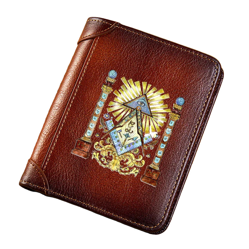 Master Mason Blue Lodge Masonic Genuine Leather Wallet