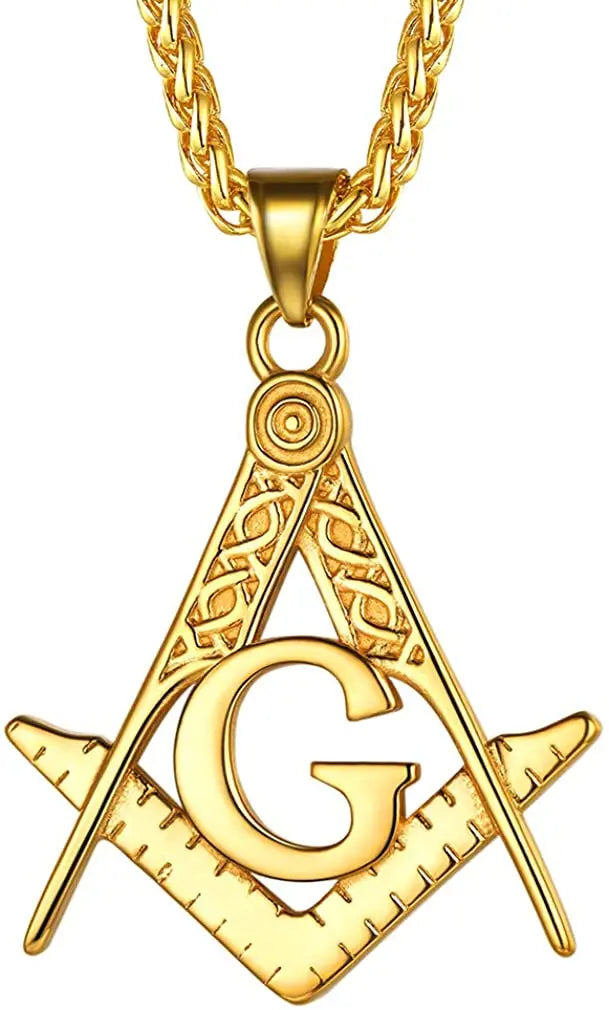 Master Mason Blue Lodge Masonic Necklace - Gold