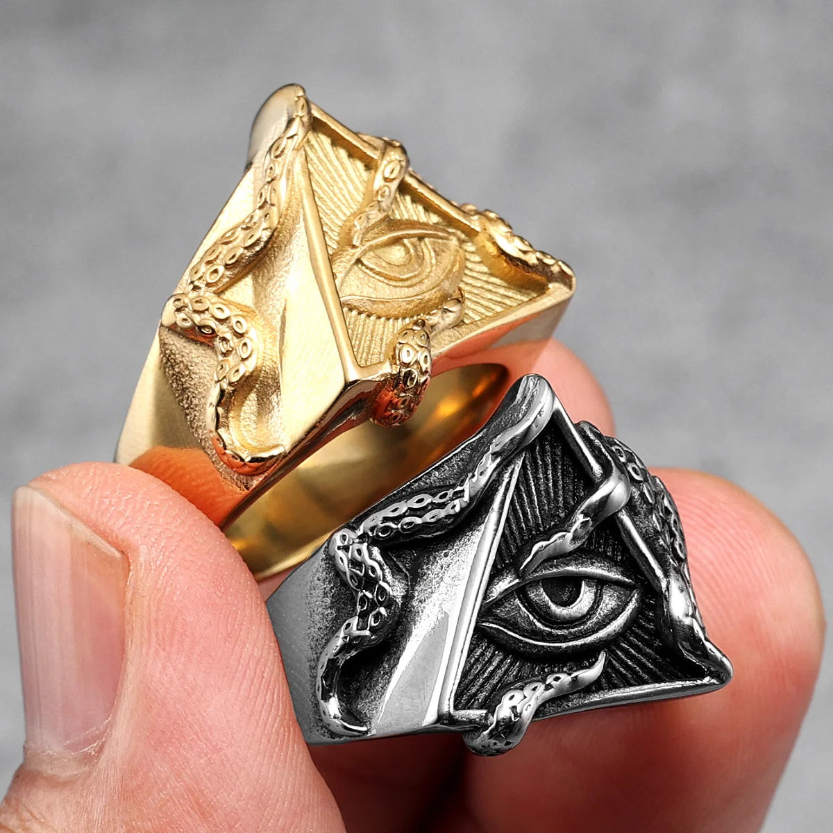 Illuminati Pyramid Eye Symbol Masonic Ring - Various Color