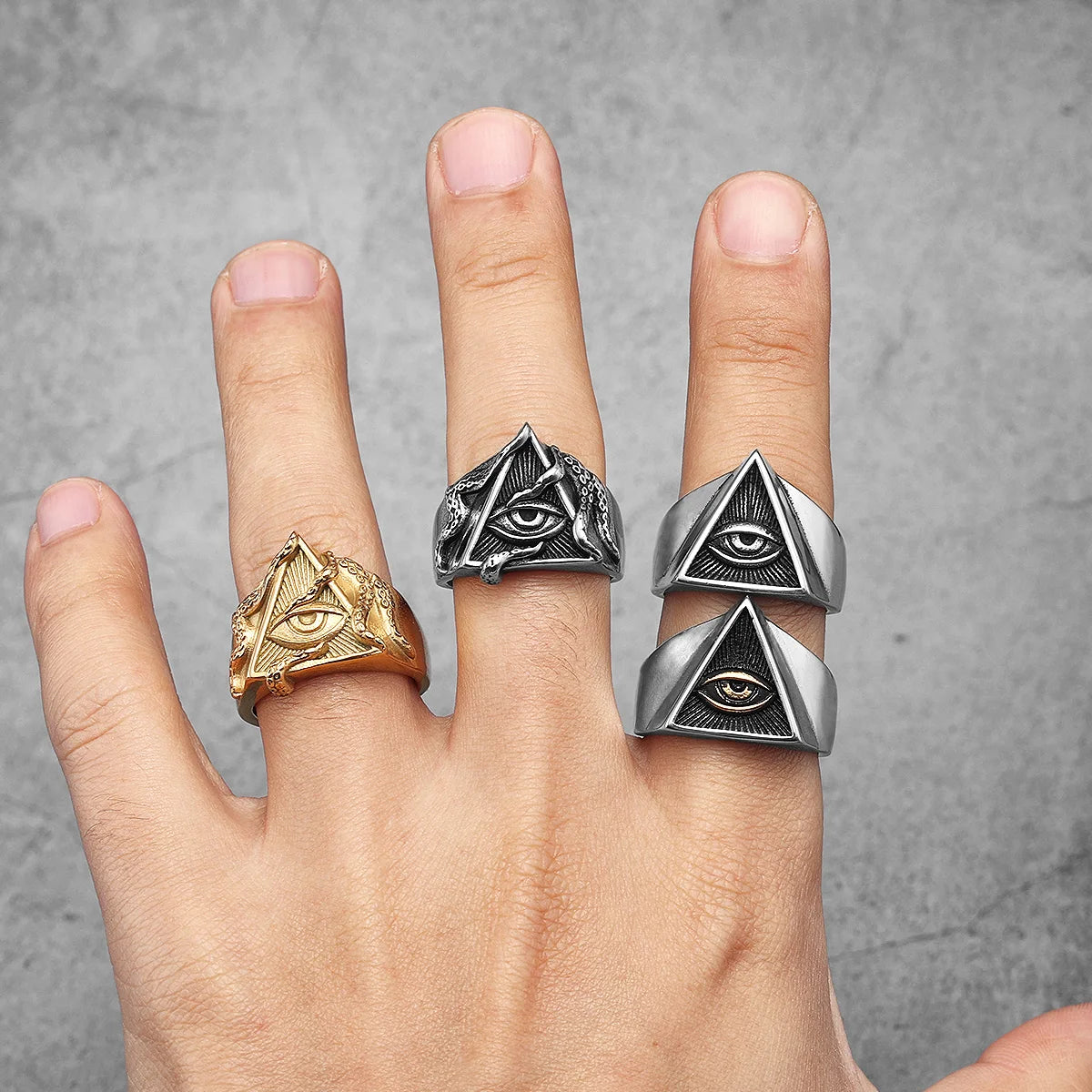 Illuminati Pyramid Eye Symbol Masonic Ring - Various Color