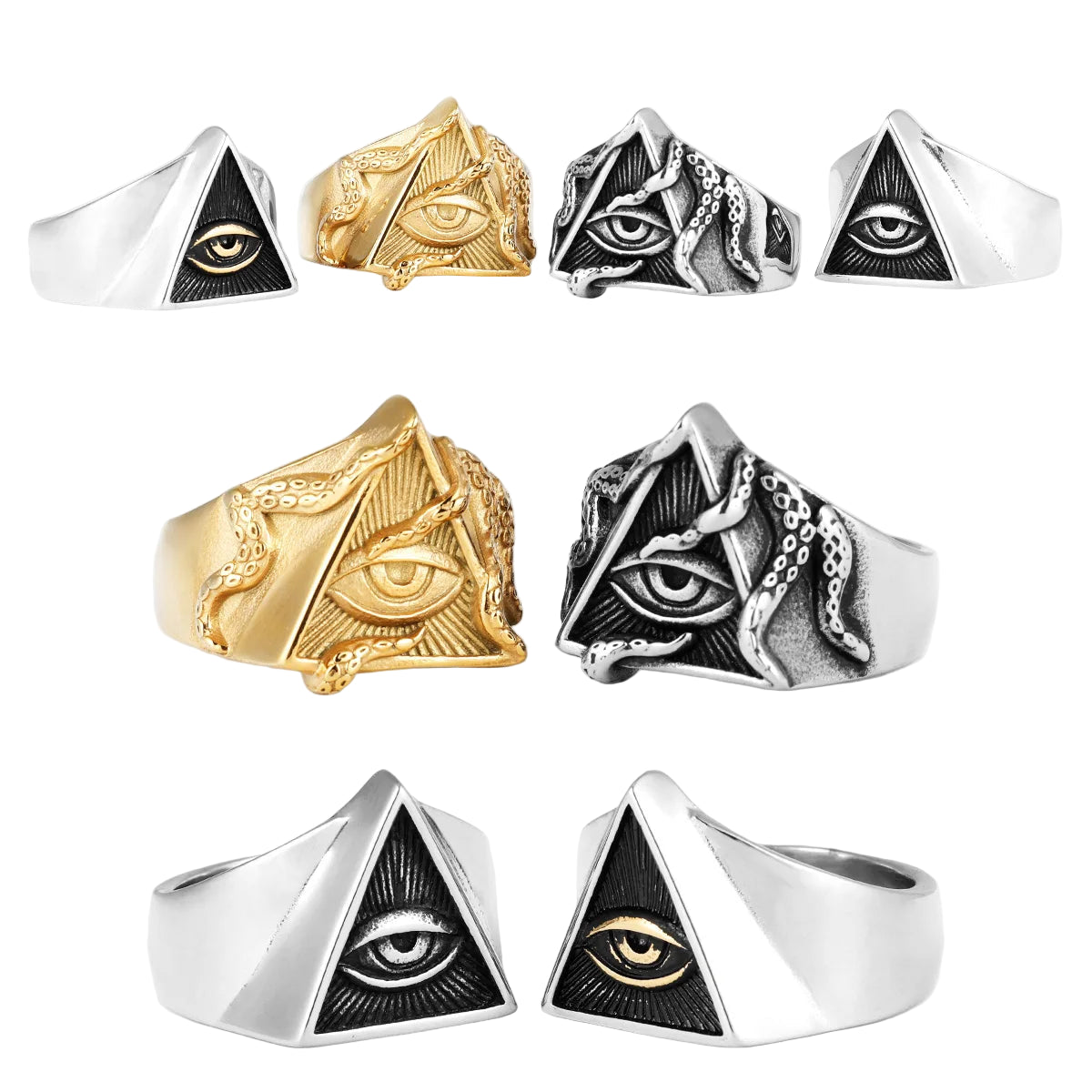 Illuminati Pyramid Eye Symbol Masonic Ring - Various Color