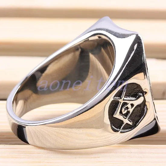 Master Mason Blue Lodge Masonic Stainless Steel Ring - Silver