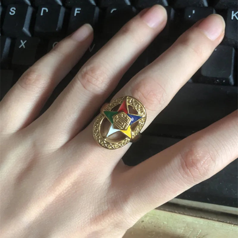 Order Of Eastern Star OES Masonic Stainless Steel Ring - Various Color
