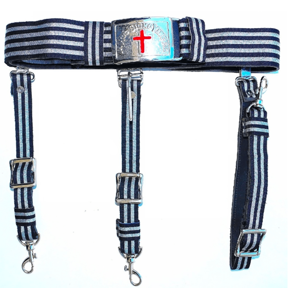 Sir Knight Knights Templar Commandery Masonic Regalia Belt - Black & Silver