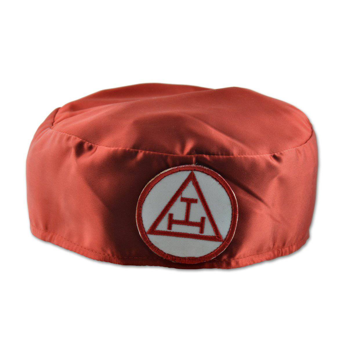 Royal Arch Masonic Crown Cap – Red & Black Satin with Triple Tau Insignia