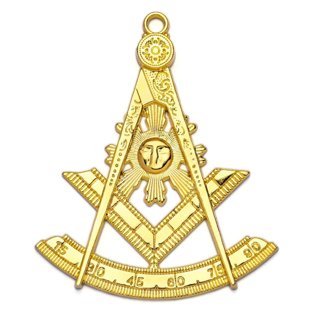 Past Master Blue Lodge Masonic Collar Jewel – Gold Quadrant & Square