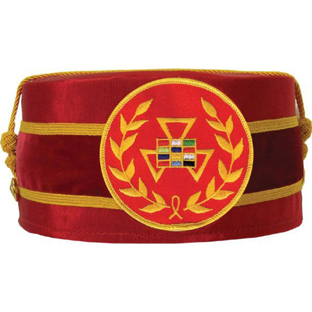 Past Grand High Priest Royal Arch Masonic Crown Cap – Red with Machine Embroidery