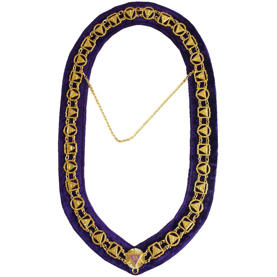 33rd Degree Scottish Rite Masonic Chain Collar - Gold Plated