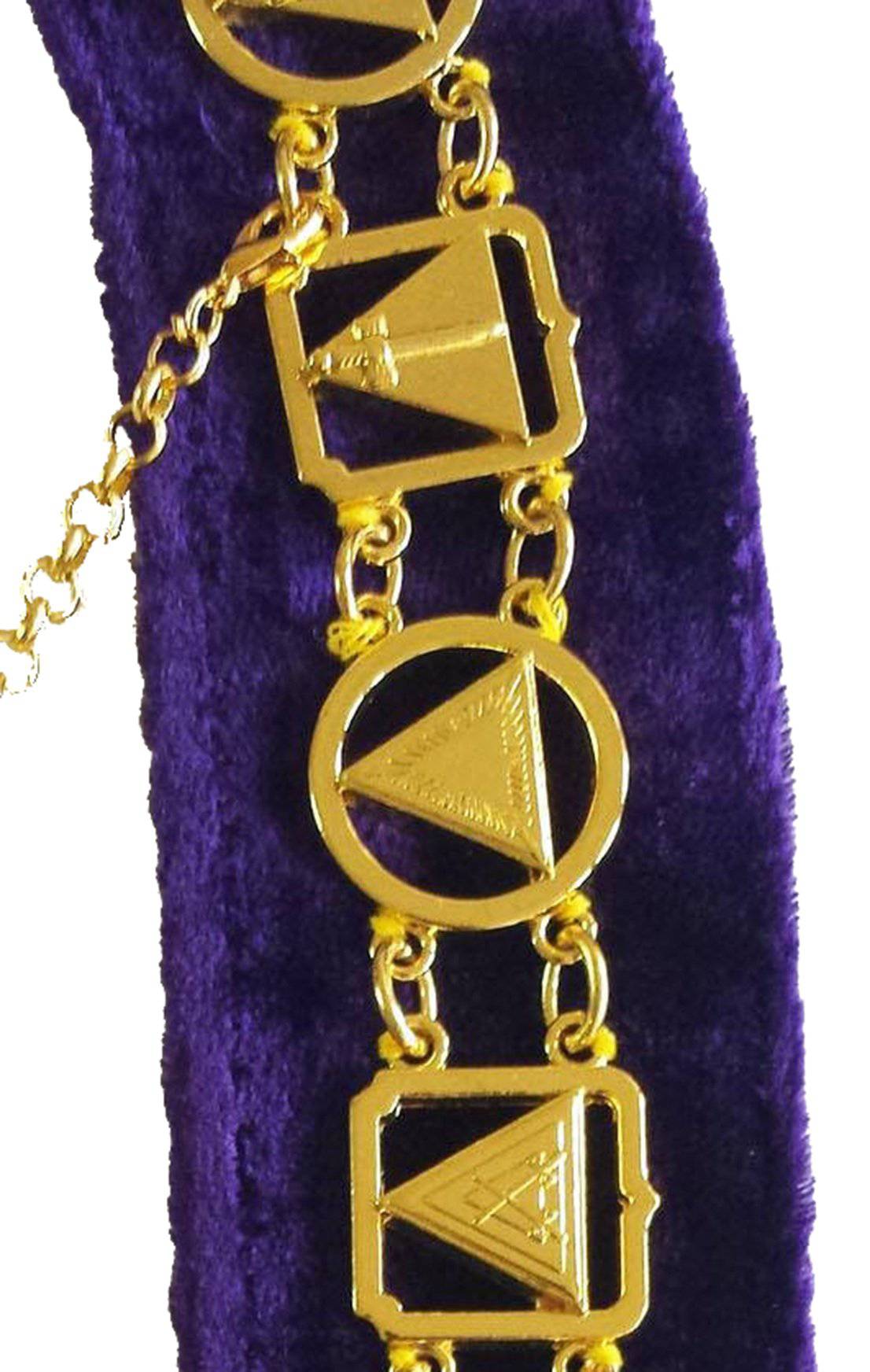 33rd Degree Scottish Rite Masonic Chain Collar - Gold Plated