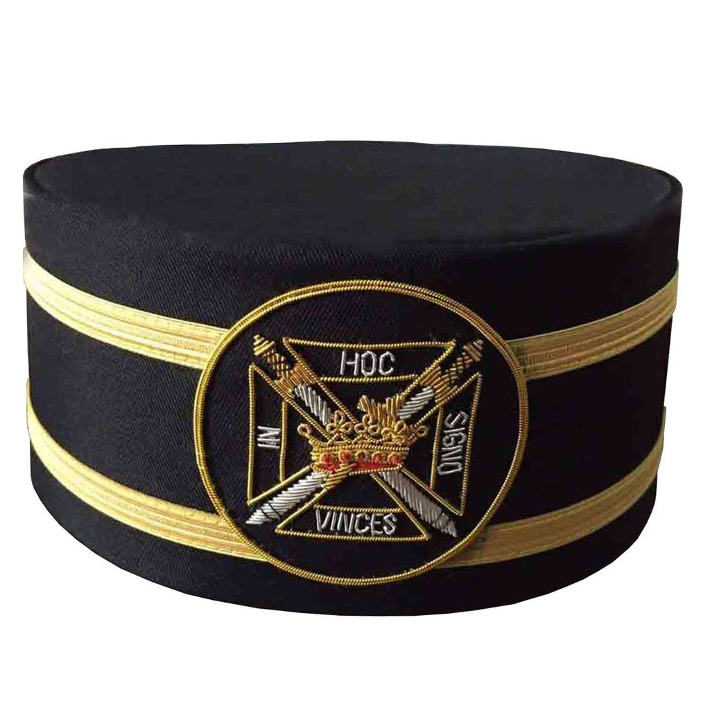 Knights Templar Commandery Masonic Crown Cap – Black with Hand Embroidery