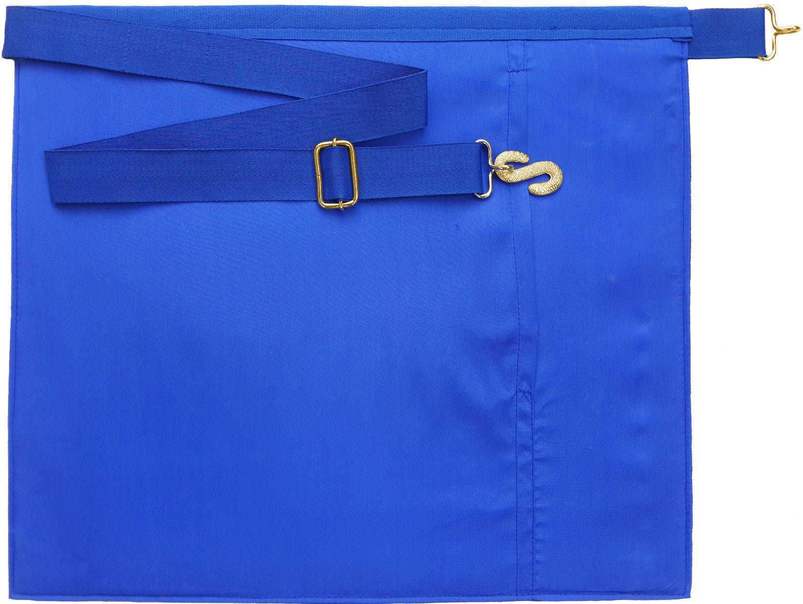 Past Master Masonic Apron – Royal Blue Grosgrain with Blue Hand Embroidery