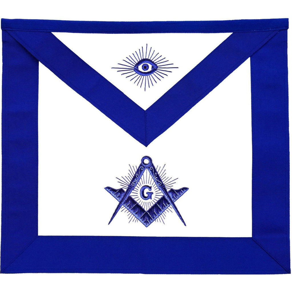 Master Mason Masonic Apron – Royal Blue with Radiant Square & Compass G