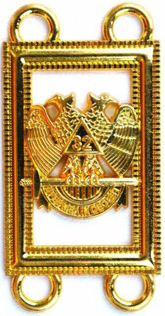 32nd Degree Scottish Rite Masonic Chain Collar - Gold Plated on Black Velvet